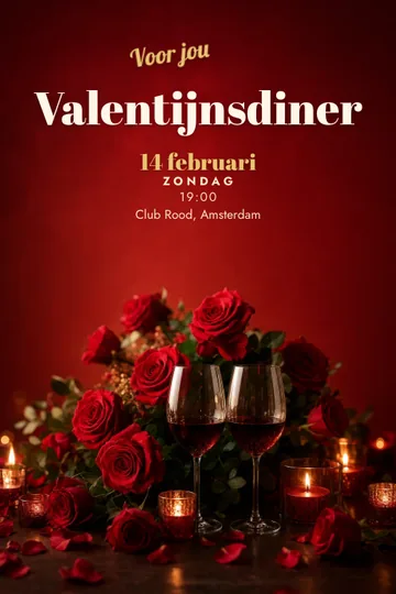 Uitnodiging met het ontwerp Valentijnsdiner