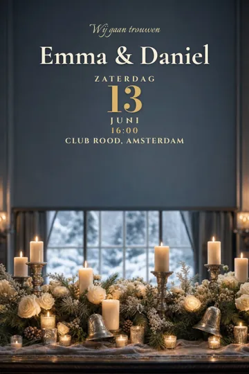 Uitnodiging met het ontwerp Kaarslicht in de winter