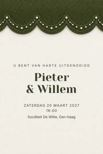 Uitnodiging Bruiloft, ontwerp Piqué met schulprand