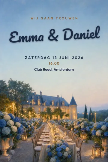 Uitnodiging met het ontwerp Franse tuin