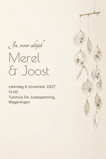 Uitnodiging Bruiloft, ontwerp Judaspenning in het licht