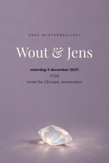 Uitnodiging Bruiloft, ontwerp Kristal van opaalglas