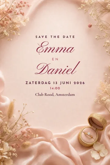 Uitnodiging met het ontwerp Save the date: kalender