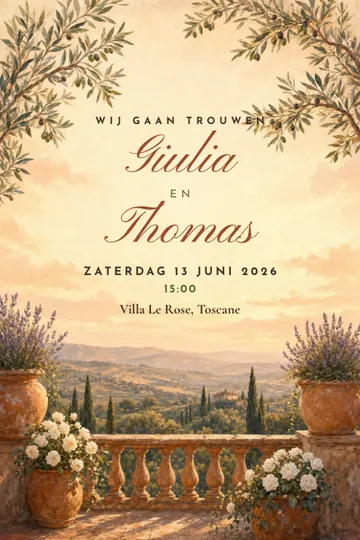 Uitnodiging met het ontwerp Toscaanse villa